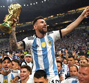 Lionel Messi Celebration World Cup HD Metal Poster