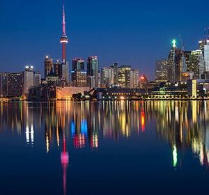 Toronto skyline at night HD Metal Poster